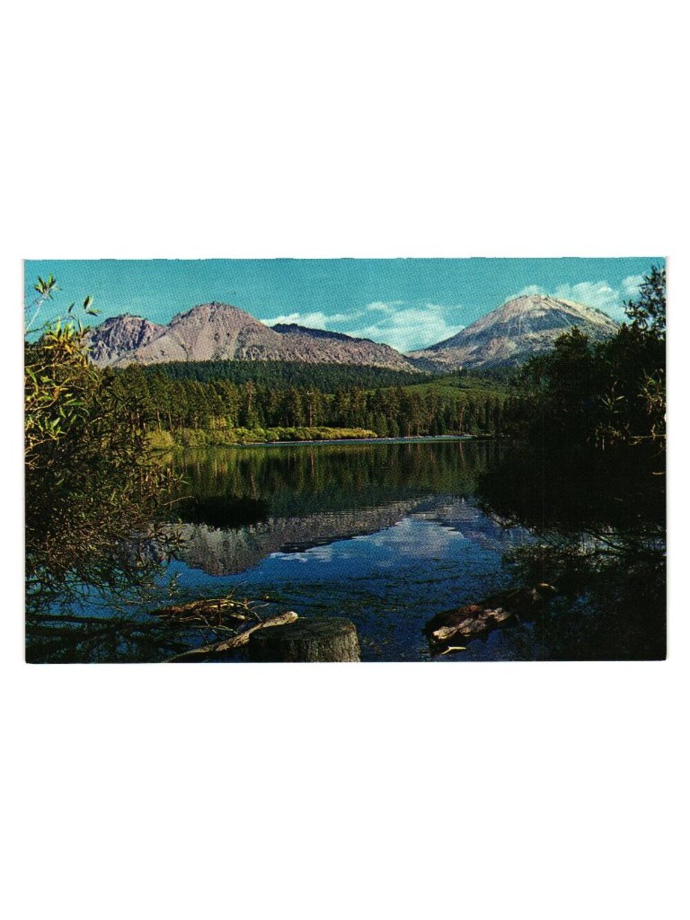 Lassen Peak Chaos Crags Manzanita Lake Lassen Volcanic Park CA Vintage Postcard